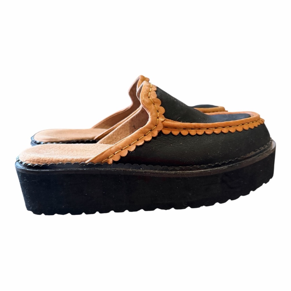 ANTHROPOLOGIE Seychelles Stand Tall Slip-On Flats Black Platform Mules‎ Clogs 7 - Picture 4 of 13